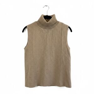 Zara Tan Ribbed Knit Turtleneck Sleeveless Sweater Vest Women’s SM